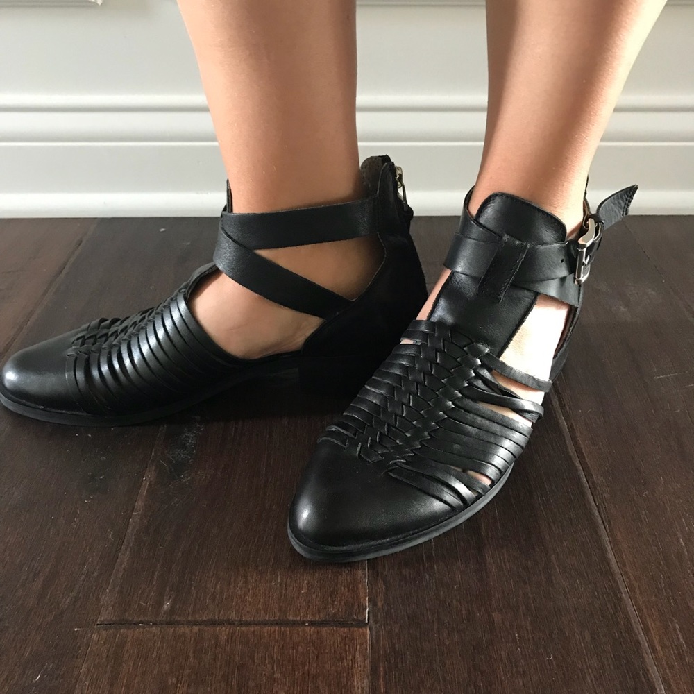 Christian Di Riccio Black Leather cut out Boots